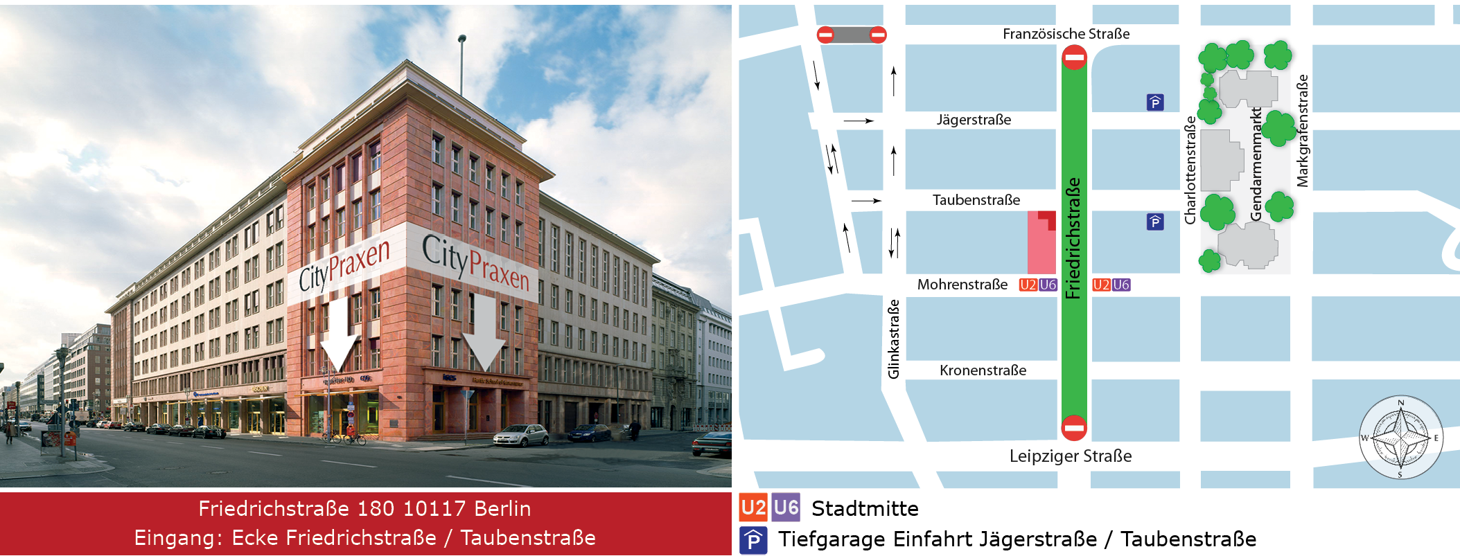 Anfahrt CityPraxen Berlin Friedrichstraße
